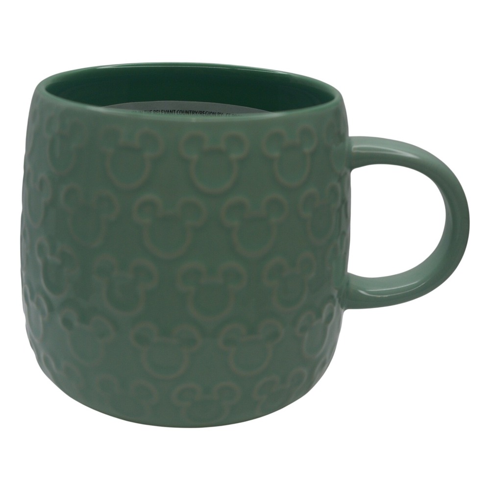 Disney Parks Mickey Mouse Raised Icon Mint‎ Green Stoneware Mug 16oz Coffee Cup